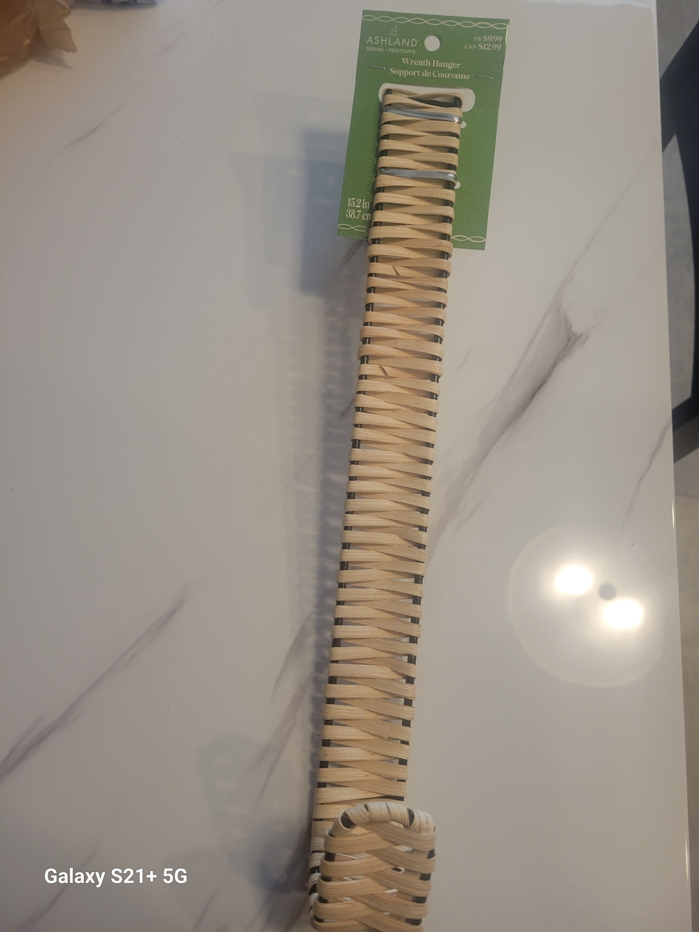 Ashland Cream Wicker Wreath Hanger with Natural Weave